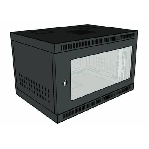 Tủ rack 6U D400 màu đen cửa Mika