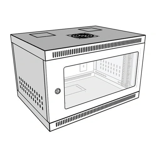 Tủ rack 6U D400 màu trắng cửa Mika