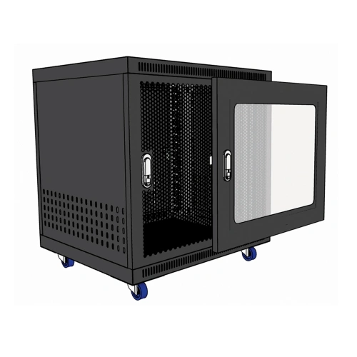 Tủ rack 10U D500 Màu đen Cửa Mika