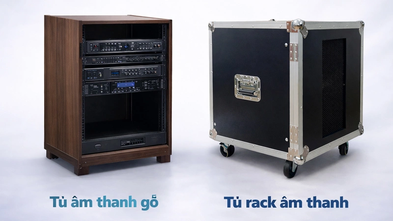So sánh tủ âm thanh gỗ và tủ rack âm thanh hãng Unirack